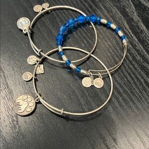 Alex and ani set of Silver and Blue Charm Bracelets